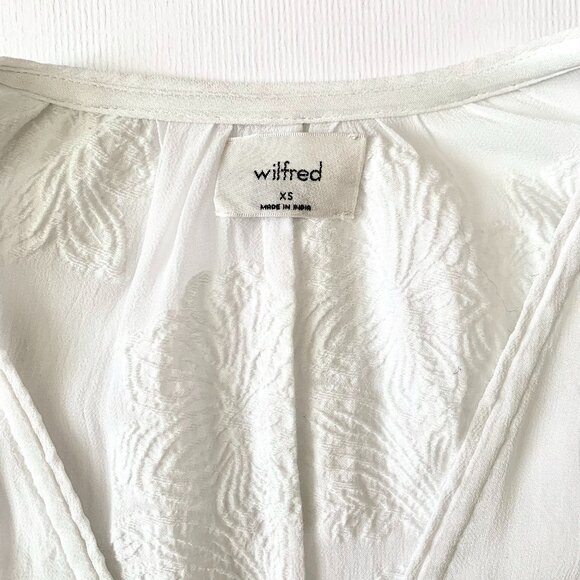 Wilfred Augustine Blouse Ruffled Peplum Cropped Sheer Floral Blouse Coquette - Picture 10 of 16